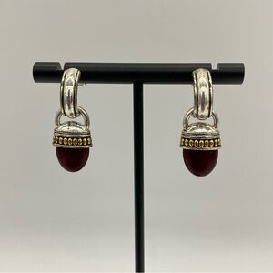 Avon Mixed Metal Tones and Garnet Colored Drop Earrings